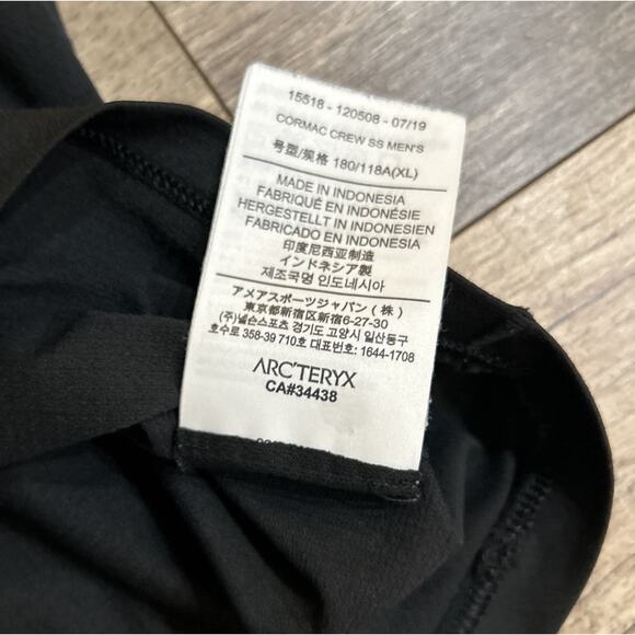 Arc’teryx Black Men’s Extra Large XL Cormac Crew Neck Logo Short Sleeve T-shirt - Picture 7 of 8
